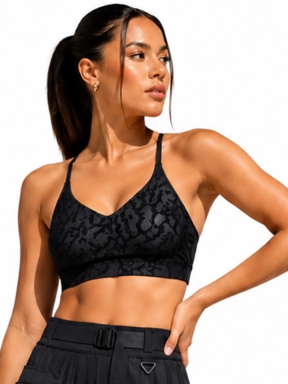 Nike UNVERSA Black Leopard Embossed Indy Light Support XXL Sports Bra HQ2824-010